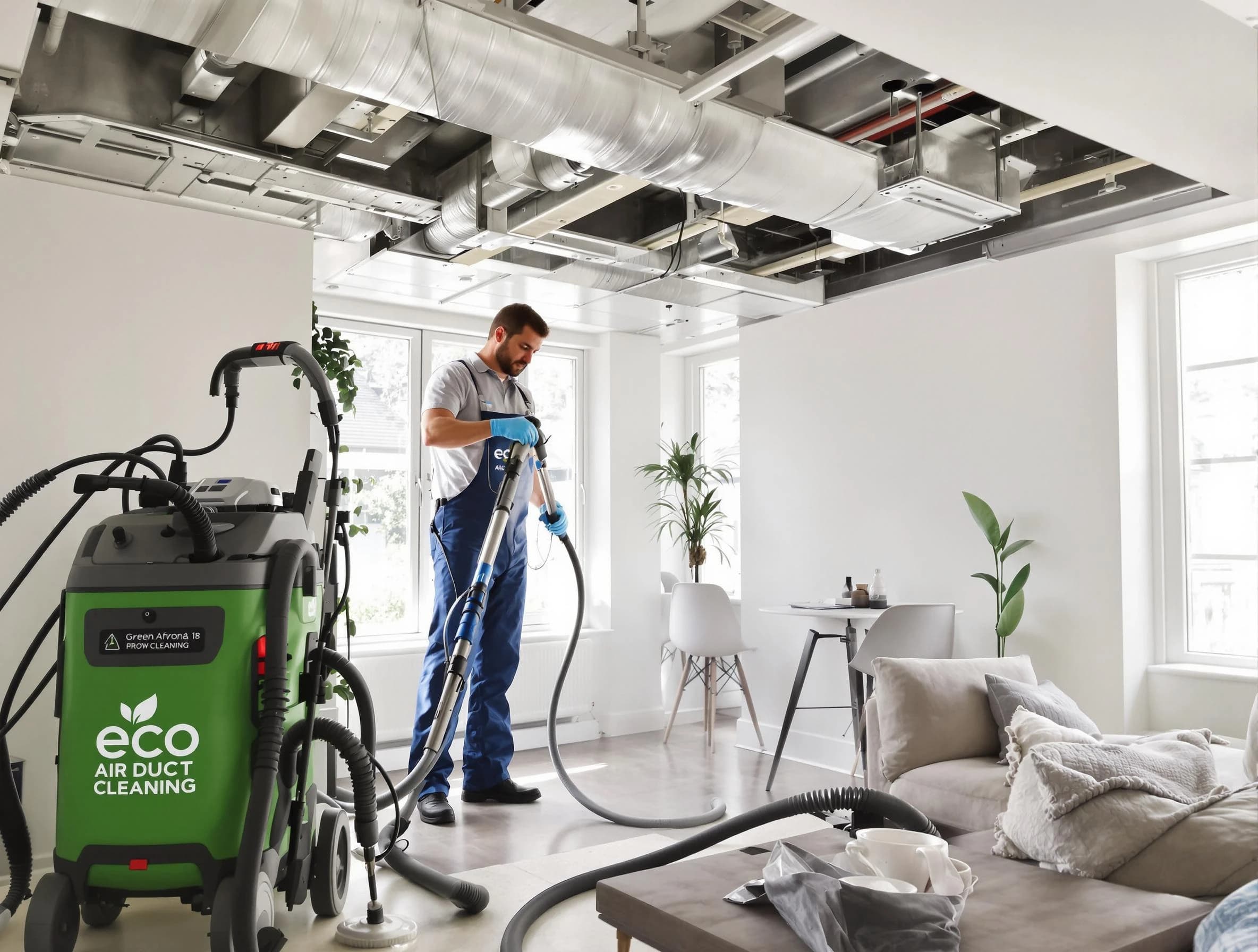 Pleasant View Air Duct Cleaning technician performing eco-friendly duct cleaning using sustainable methods in Pleasant View